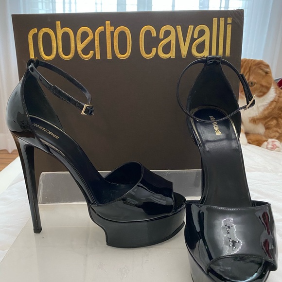 ROBERTO CAVALLI stiletto heel, blk patent leather - Picture 2 of 12
